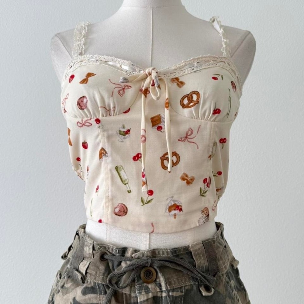 Coquette Dainty Cami Crop Top Sz M Coquette Cottage Core Summer